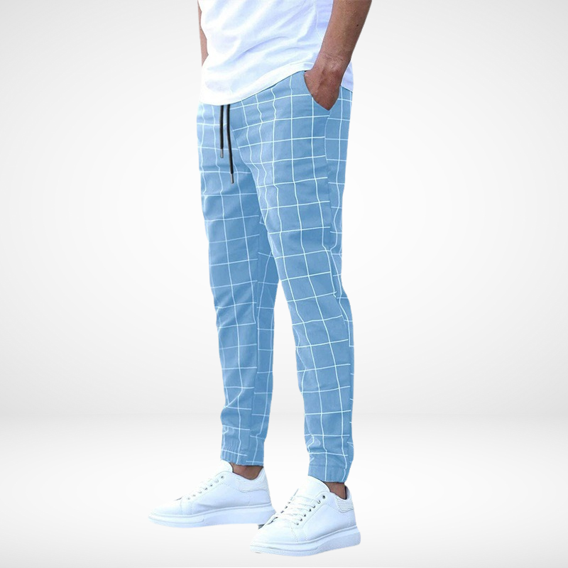 2024 New European and American Amazon Street Fashion Pants Plaid Casual Trousers Fashion Men's Casual Pants Drawstring Pants Wholesale